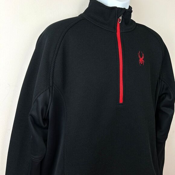 Spyder Black + Red Half Zip Waffle Weave Jacket Size XL - Picture 5 of 15